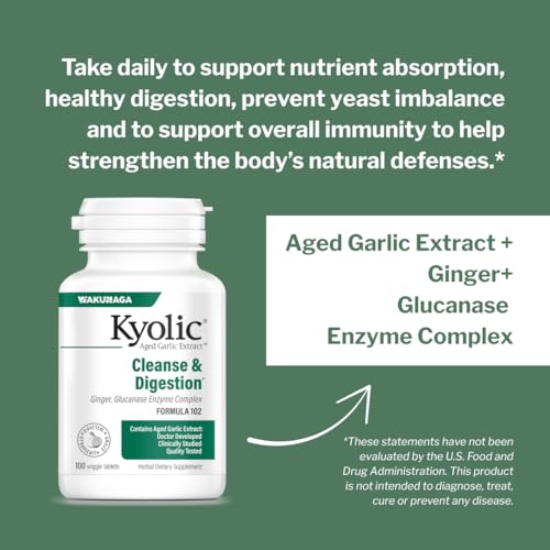 Close-up of Kyolic Formula 102 tablets, odorless and easy to swallow for daily wellness.
