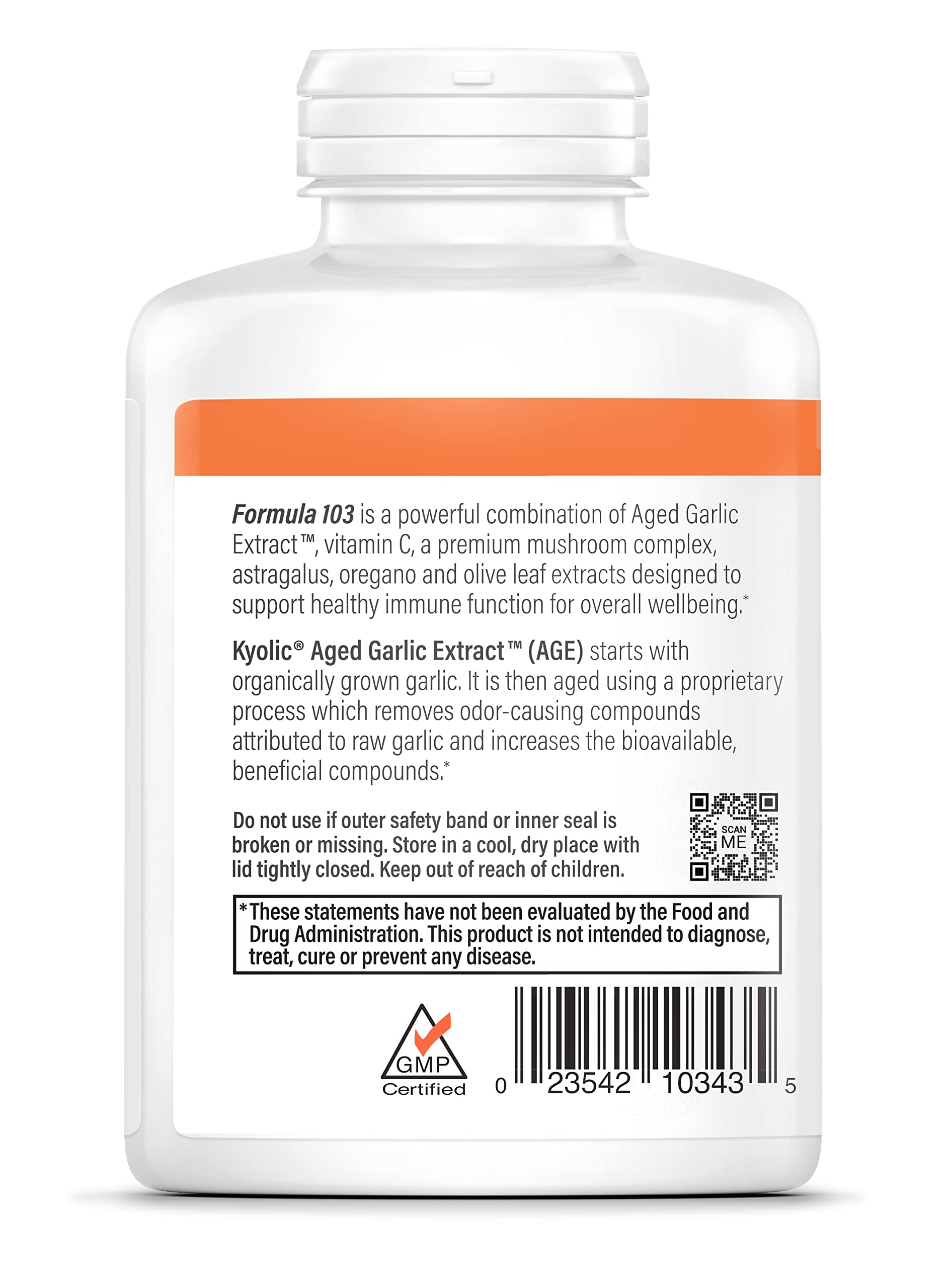 Kyolic Formula 103 capsules highlighting immune support and wellness potential.