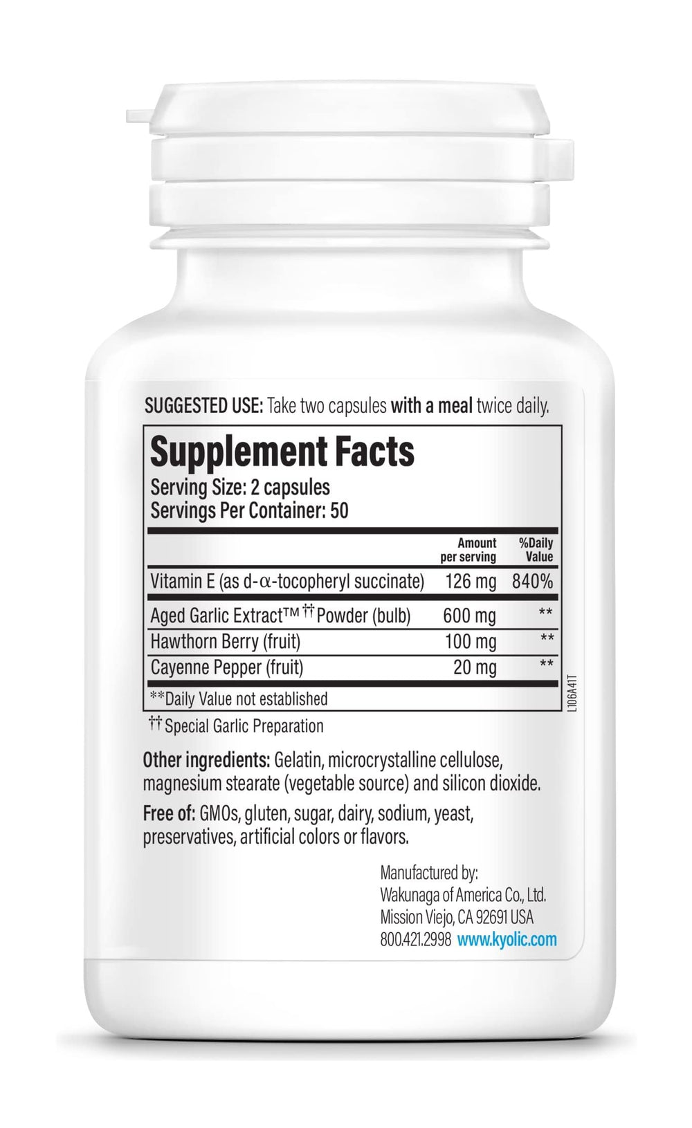 Kyolic Formula 106 capsules for circulation and heart health