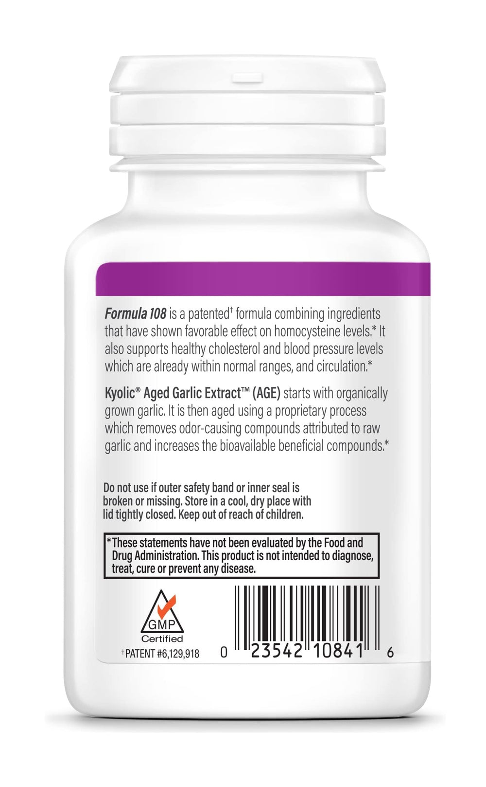 Kyolic Formula 108 capsules shown, a convenient option for everyday wellness.