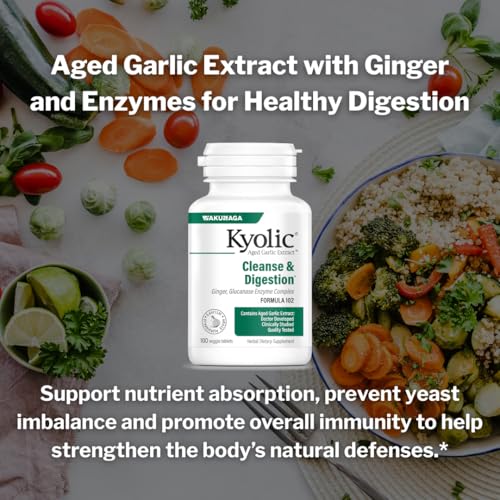 Kyolic formula with ginger and enzymes promotes digestive balance.
