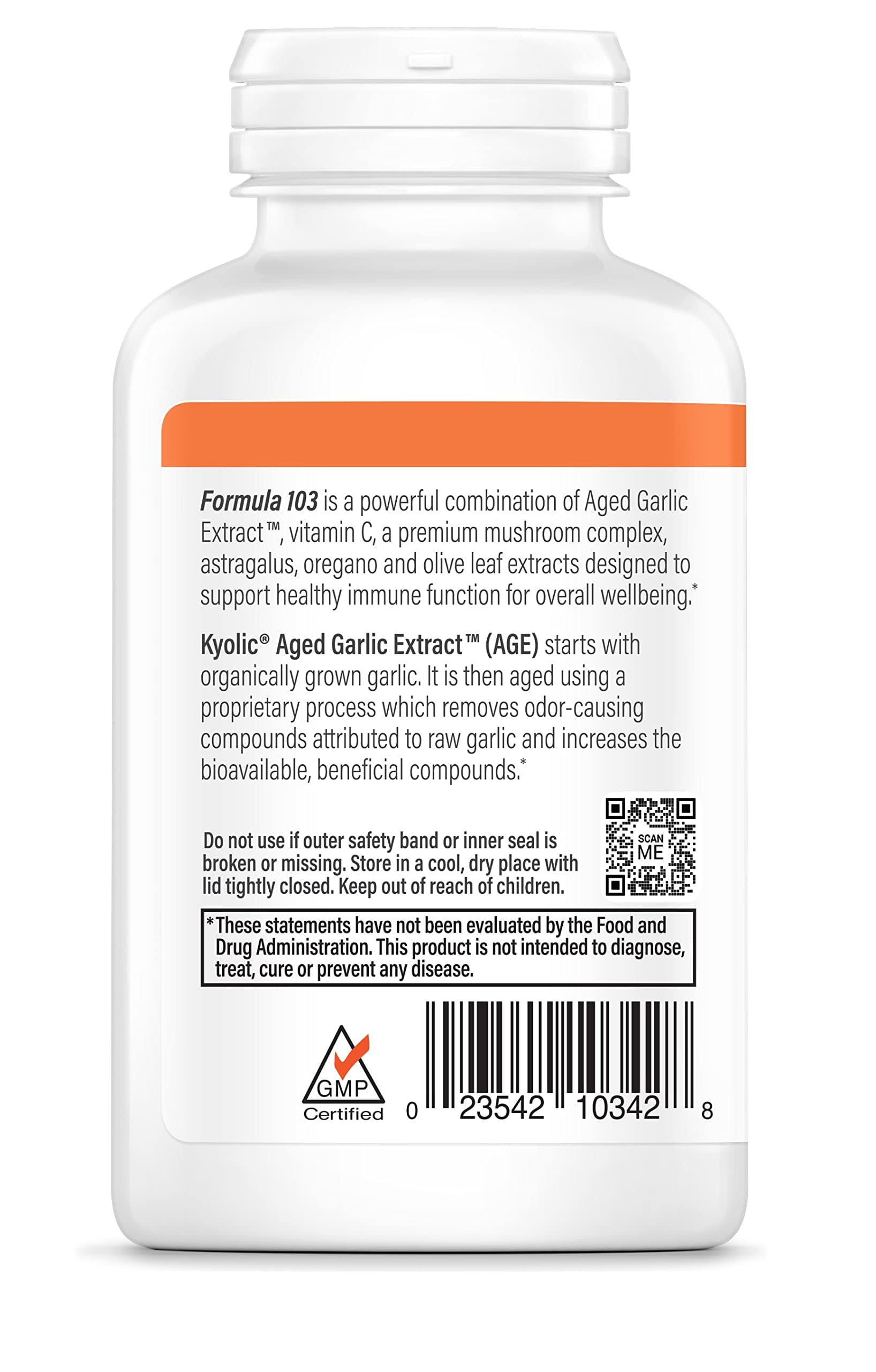 Kyolic ingredients collection showing mushroom, astragalus, and olive leaf extracts