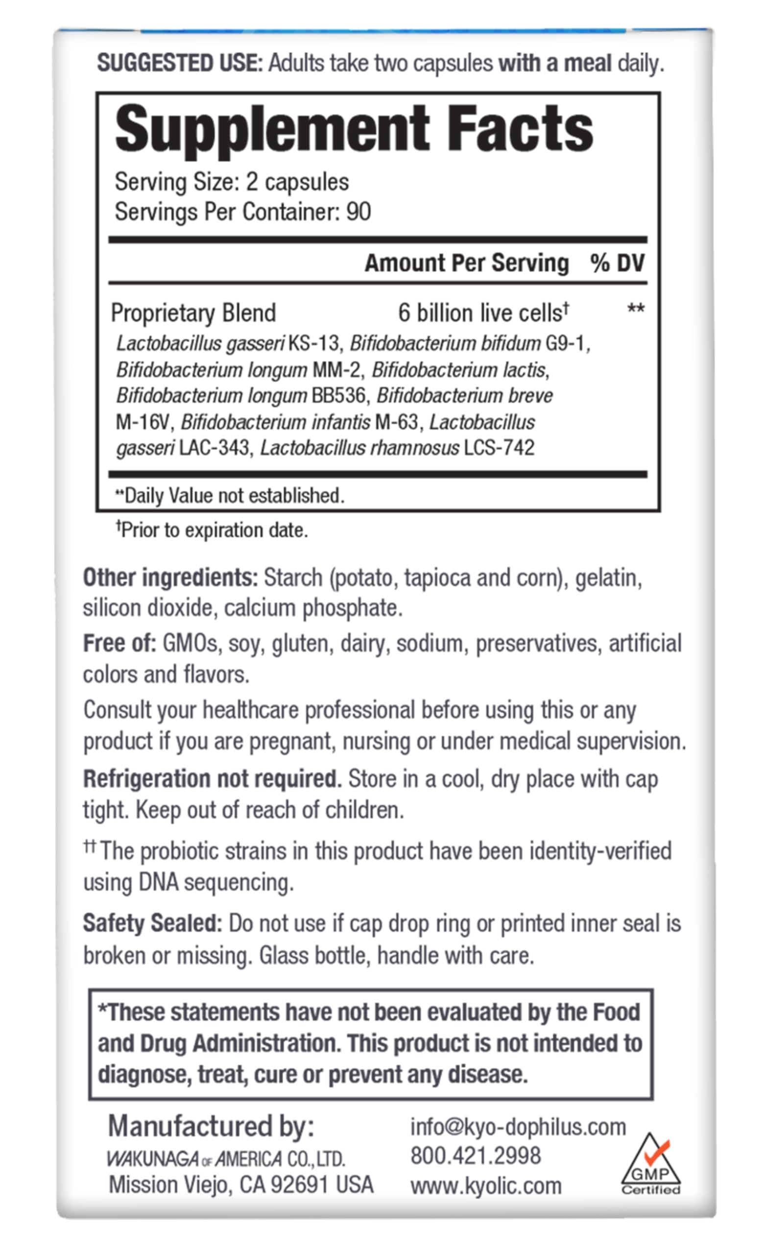 Kyolic bottle with label demonstrates no refrigeration requirement.