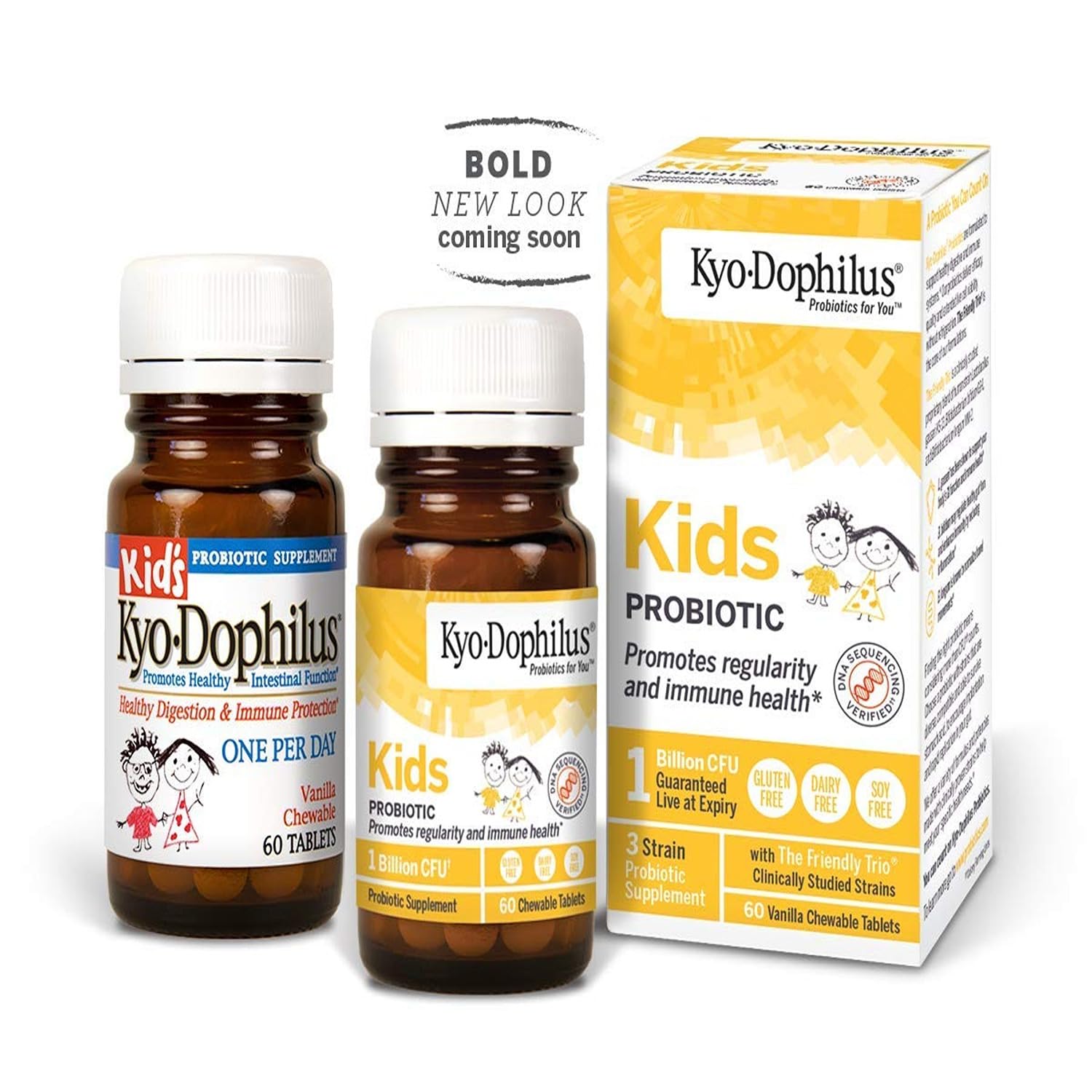 Label highlights no refrigeration required for Kyolic Kyo-Dophilus Kids.
