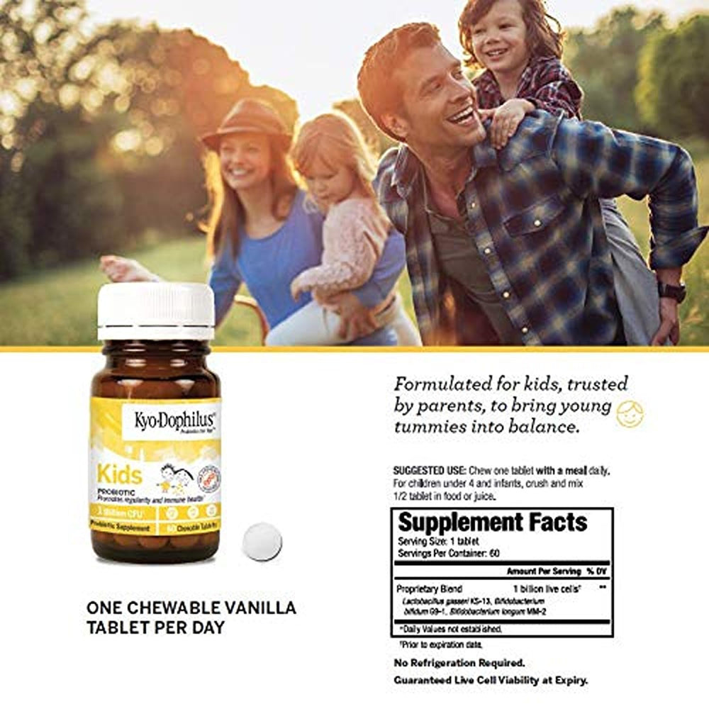Kid-friendly Kyolic Kyo-Dophilus Kids chewables enjoyed as daily routine.