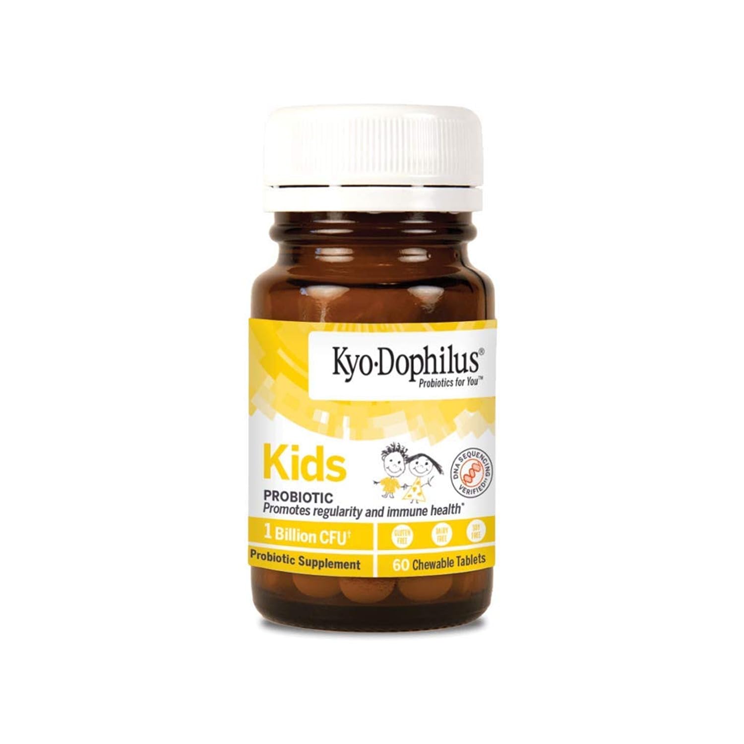 Non-GMO, dairy-free and gluten-free Kyolic Kyo-Dophilus Kids formula.