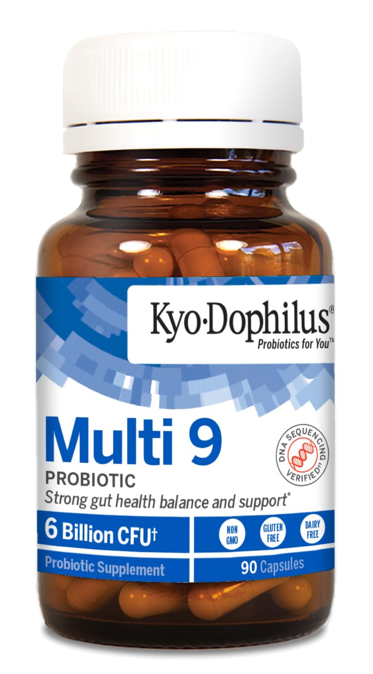 Close-up of Kyolic Kyo-Dophilus Multi 9 capsules for easy daily use.