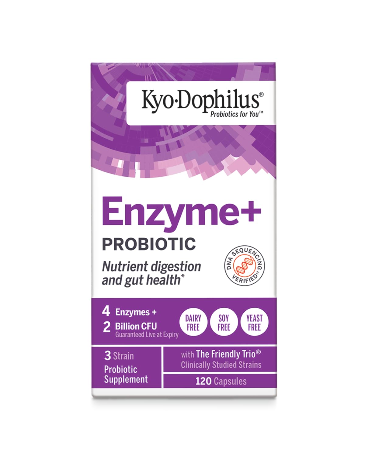 Kyolic Kyo-Dophilus capsules highlighting probiotic strains for gut balance.