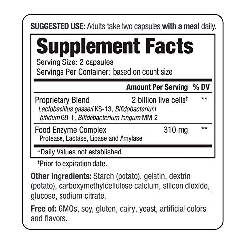 Kyolic Kyo-Dophilus label featuring probiotic trio strains L. gasseri, B. bifidum, B. longum.