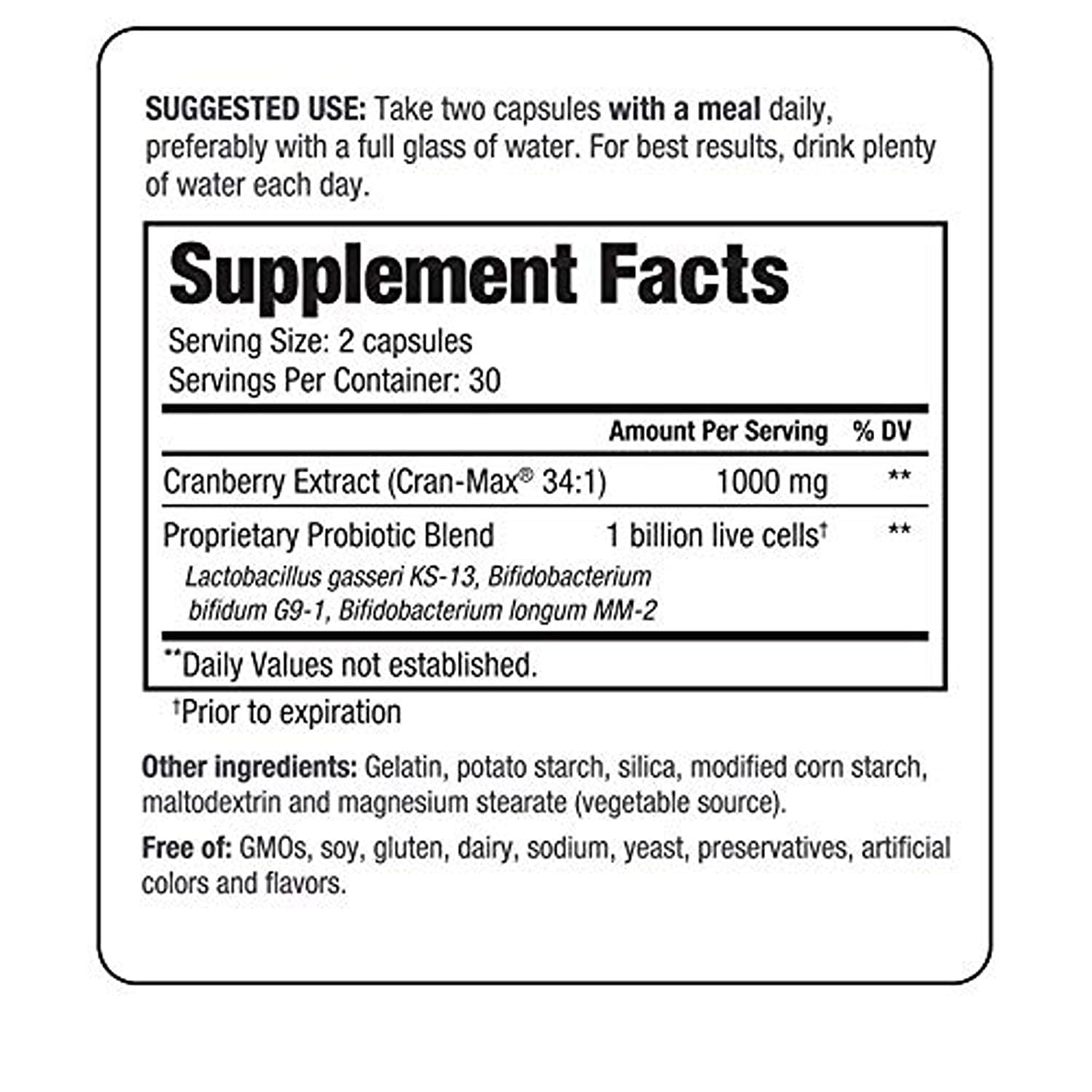 Close-up of Kyolic Cran+ Probiotic capsules showing the three-strain blend.