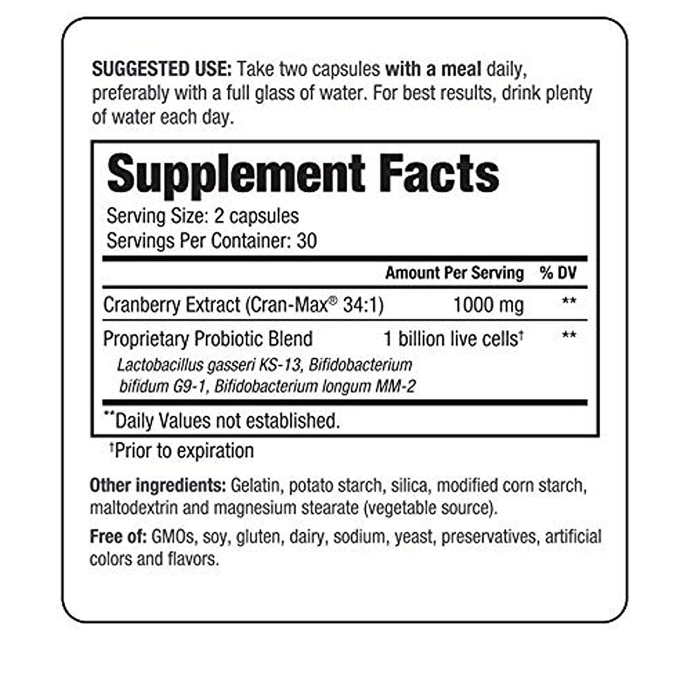 Close-up of Kyolic Cran+ Probiotic capsules showing the three-strain blend.