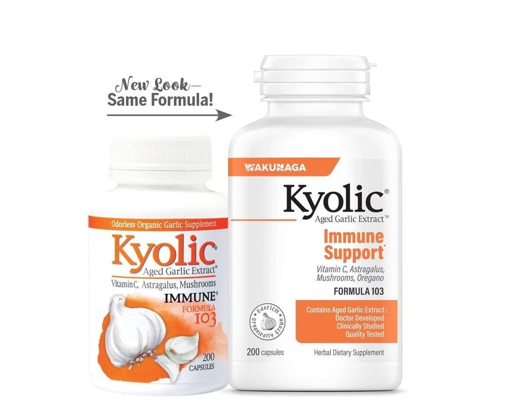 Kyolic label showcases odorless aging garlic and organic sourcing benefits