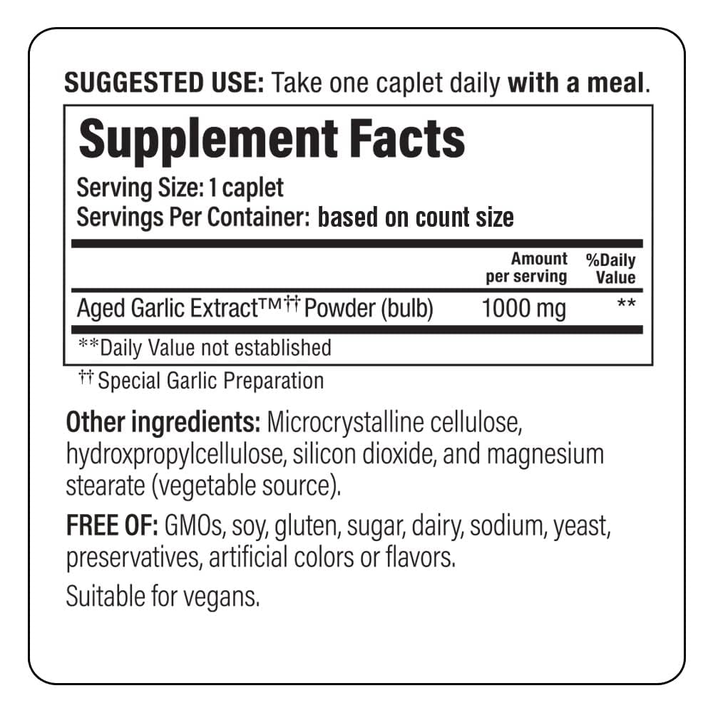 Kyolic odorless aged garlic tablets provide gentle daily digestion and antioxidant support.