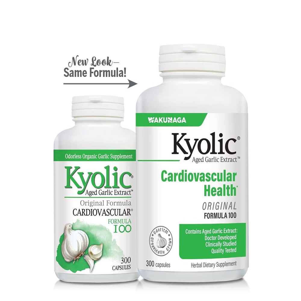 Kyolic odorless formula bottle close-up highlighting easy daily use and gentle stomach experience.