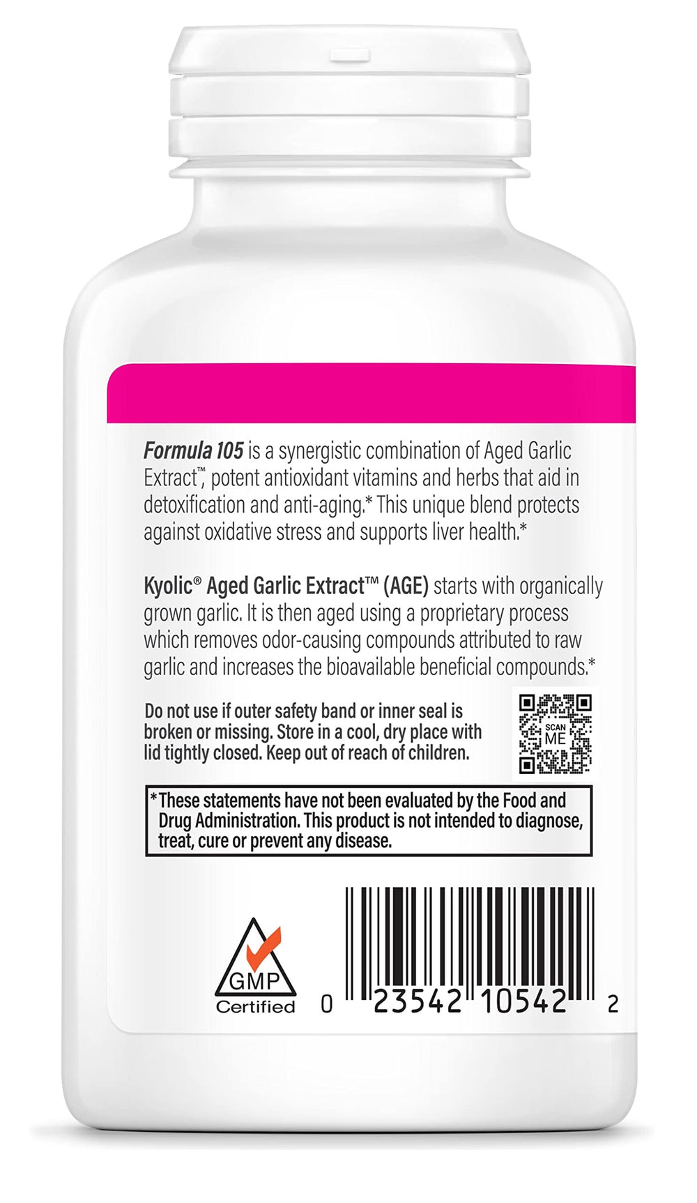 Kyolic packaging label closeup highlighting organic, non-GMO ingredients and allergen information.