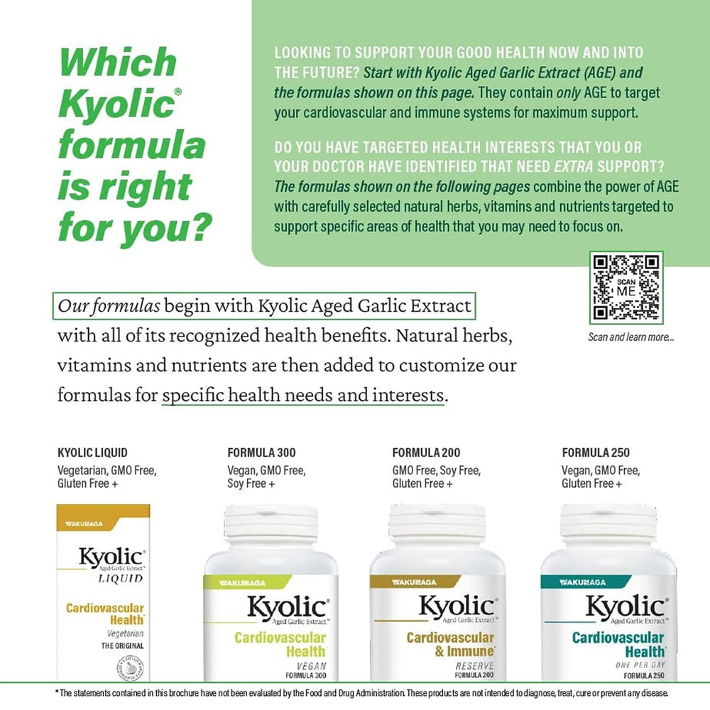 Vegan and non-GMO symbols with Kyolic product on shelf.