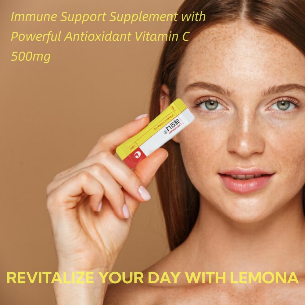 Kyung Nam Pharm LEMONA single-serve packet on a desk for daily routine.