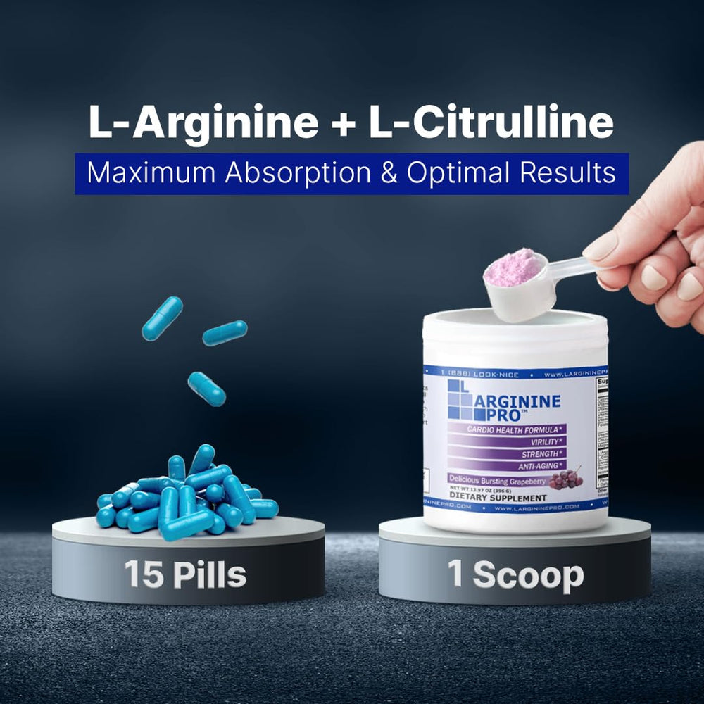 L-ARGININE PRO citrus-orange flavor setup shows tangy beverage option