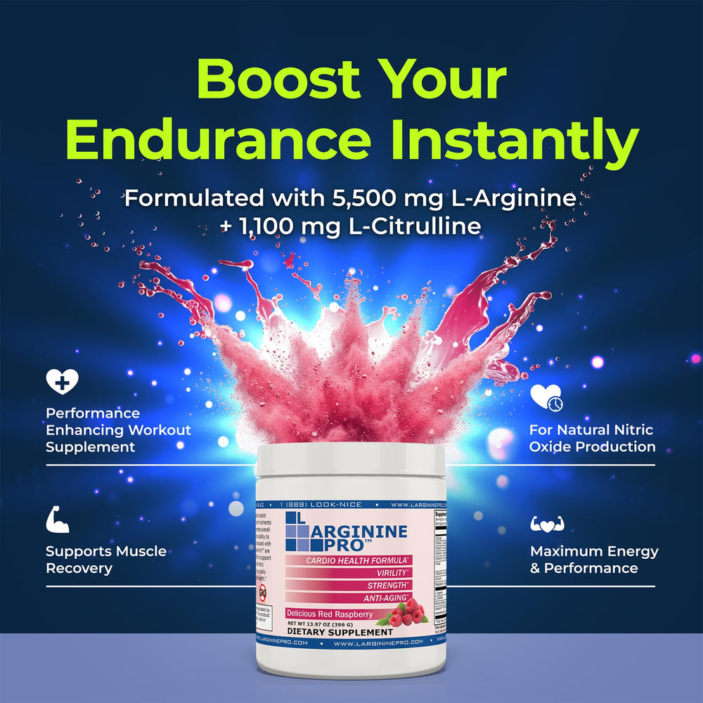 L-ARGININE PRO grapeberry flavor label hints at fruity taste