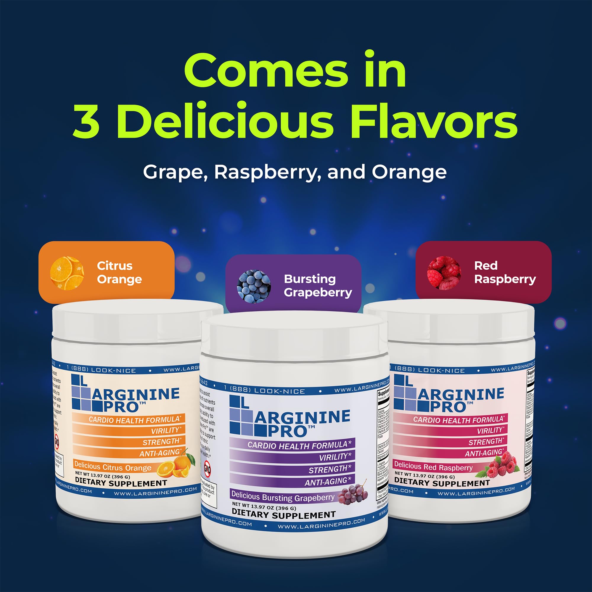 L-ARGININE PRO raspberry flavor packaging suggests refreshing option