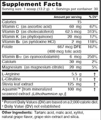 L-ARGININE PRO scoop with powder ready for quick pre-workout mix