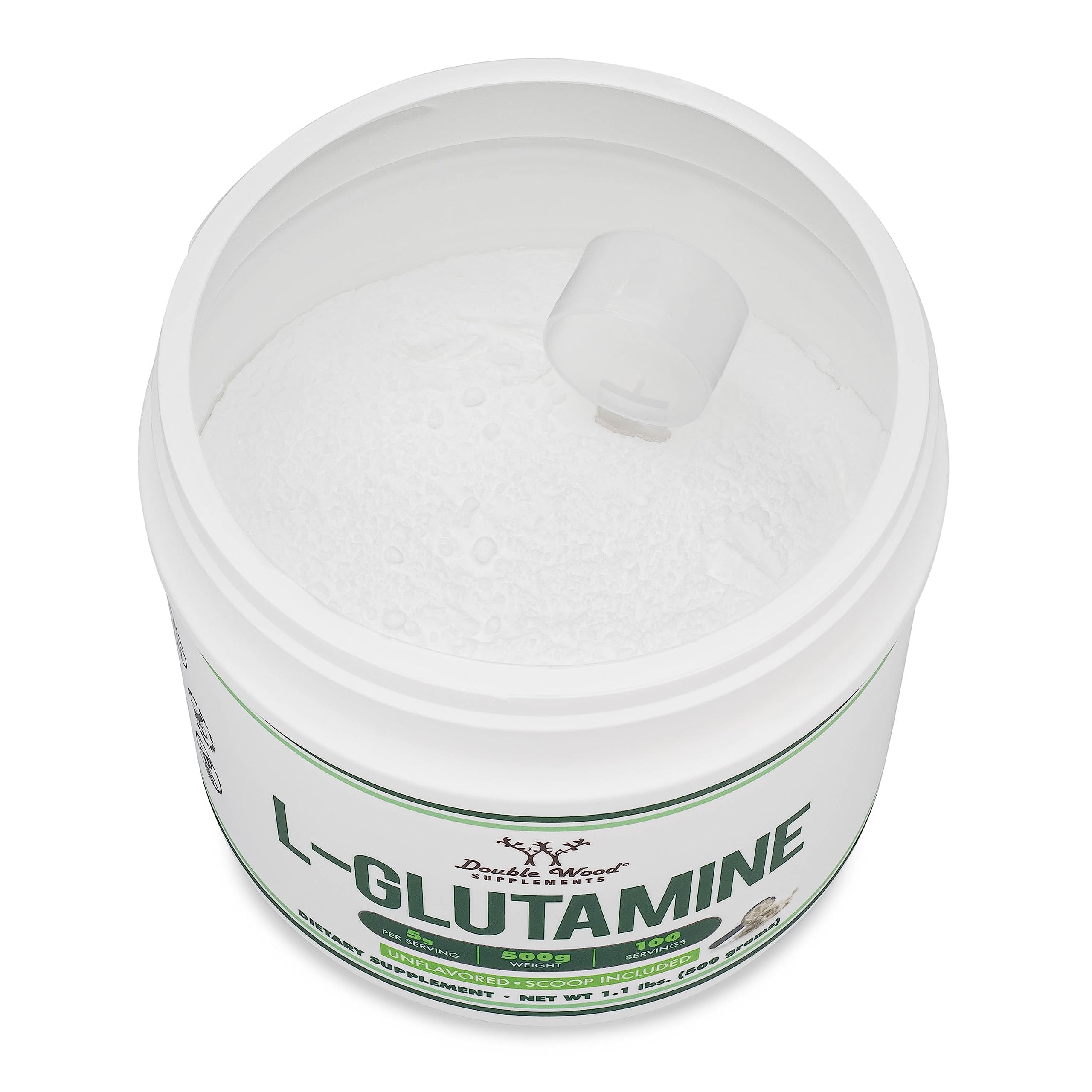 L-Glutamine powder shown in gym bag setup for on-the-go use.