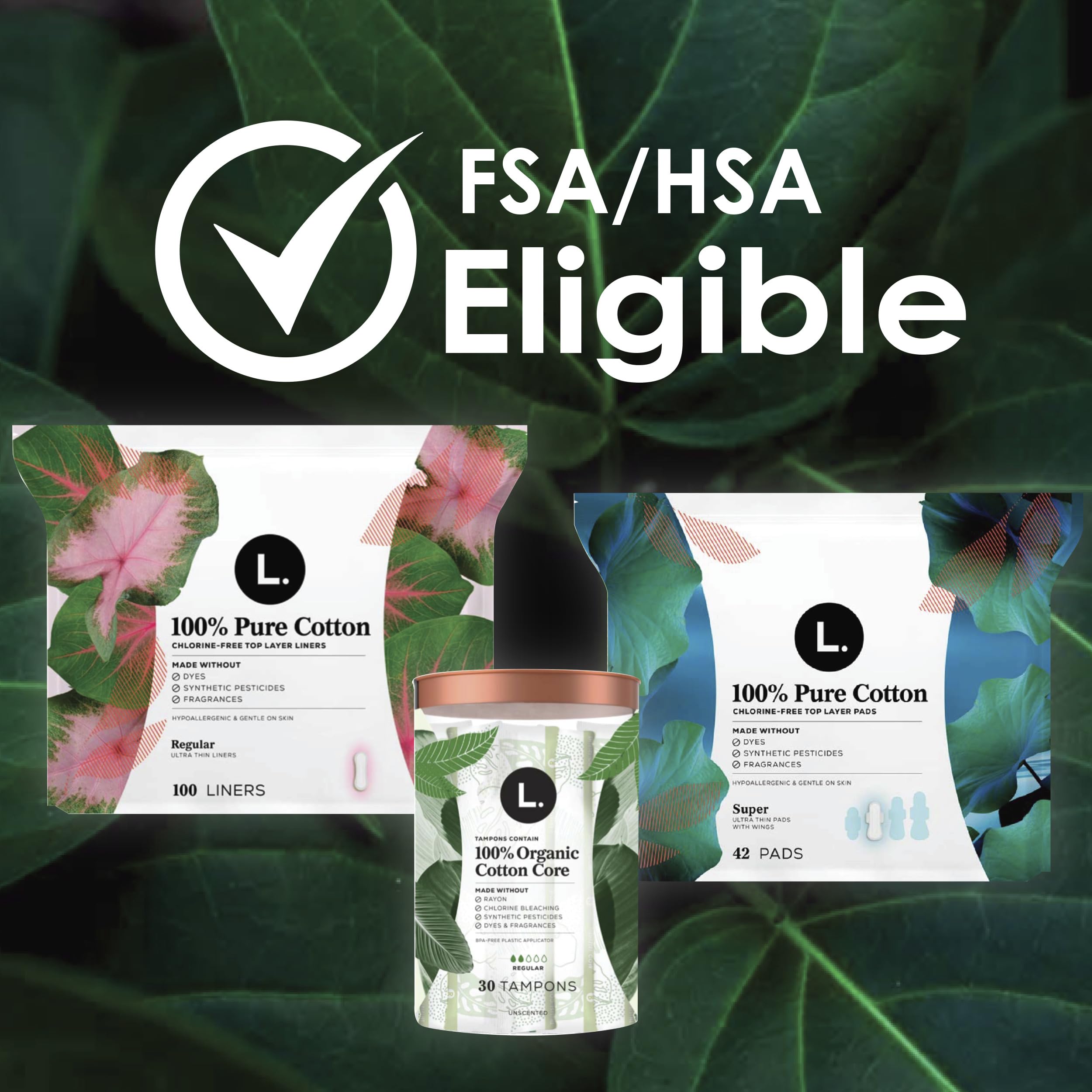 FSA/HSA eligibility label on L. Ultra Thin Pads packaging