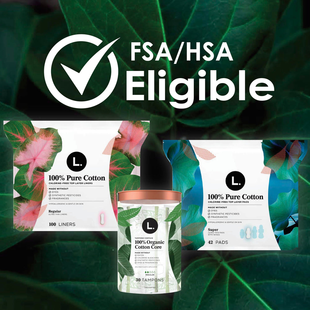 FSA/HSA eligibility label on L. Ultra Thin Pads packaging