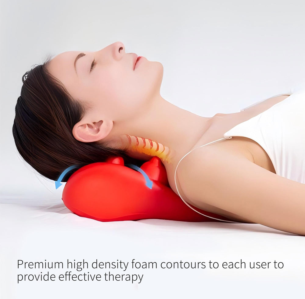 L-WASH neck pillow with high-density foam core contours to neck and shoulders