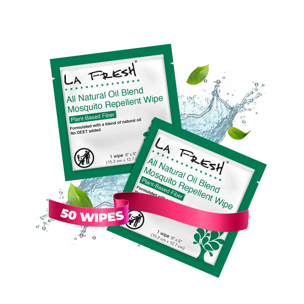La Fresh DEET Free Mosquito Repellent Wipes pack-50 for all-day outdoor protection.
