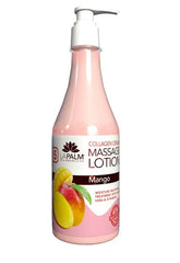 La Palm Massage Lotion Intense Island Mango bottle provides daily hydrating skin nourishment.
