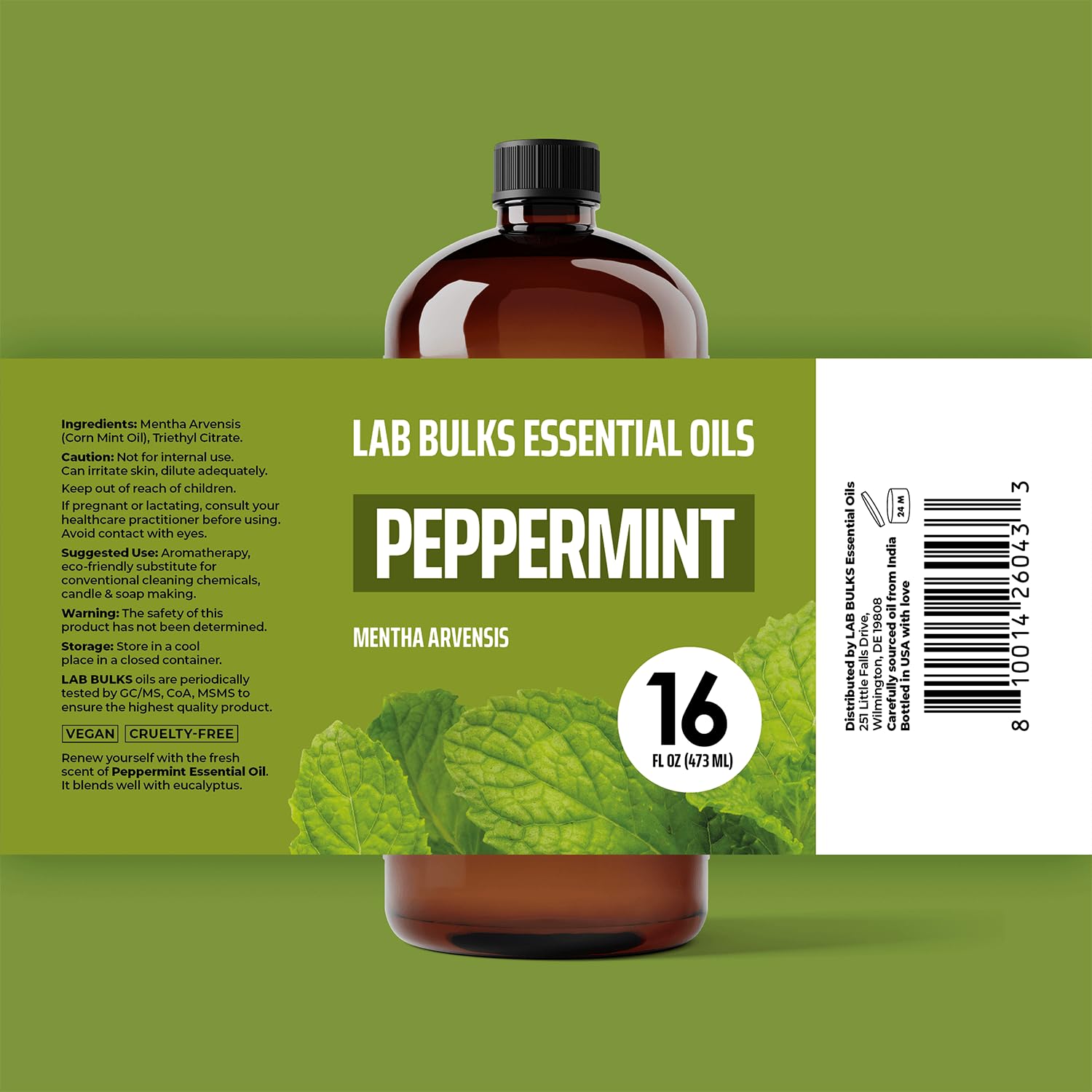 Lab Bulk Peppermint essential oil diffuser setup with fresh scent.