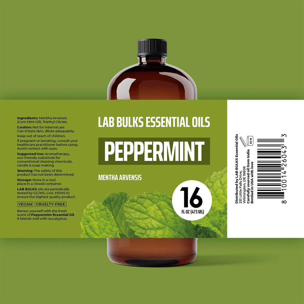 Lab Bulk Peppermint essential oil diffuser setup with fresh scent.