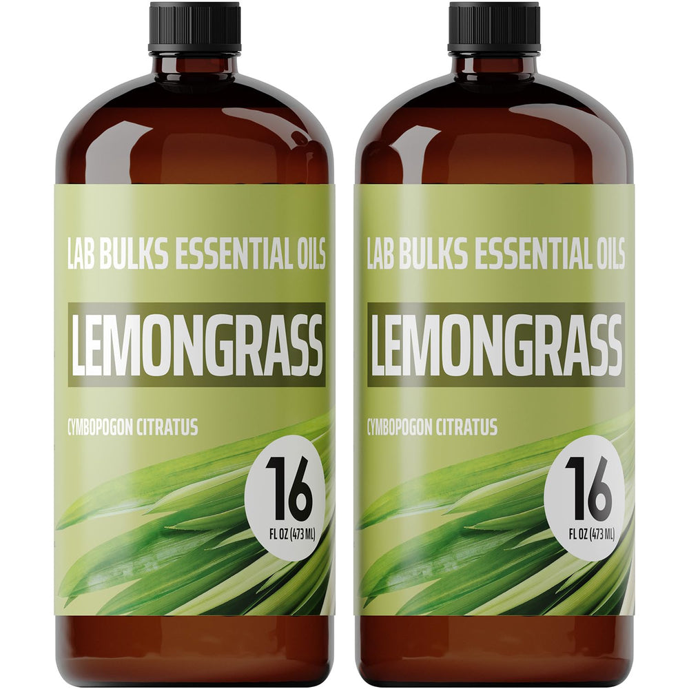 LAB BULKS Lemongrass essential oil bottle for diffusion and DIY blends.