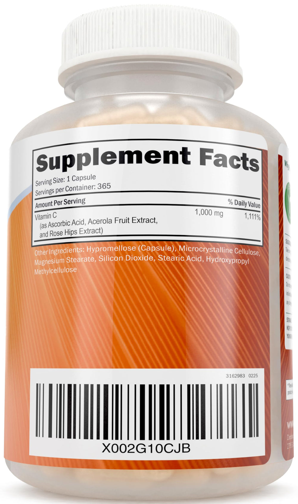 Lab verified potency and purity seal on Purely Holistic Vitamin C bottle.