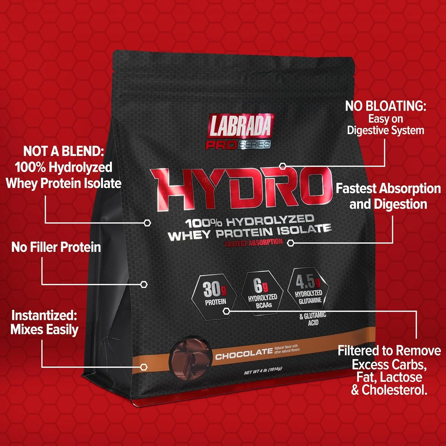 Labrada Hydro whey powder scoop – instant mixing for pre or post workout shakes.