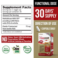 Close-up of LABO Nutrition nattokinase NSK-SD capsules emphasizing purity and bioavailability