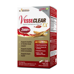 LABO Nutrition VesseCLEAR EX bottle front highlighting NSK-SD and Elastin F for healthy circulation