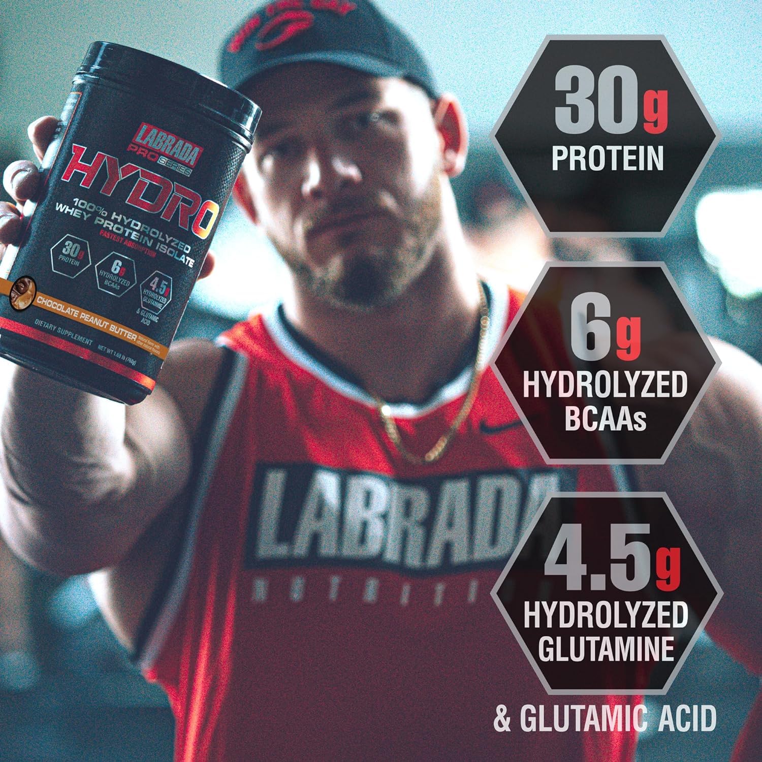 Labrada Hydro isolate glass with finished shake highlights versatile daily use