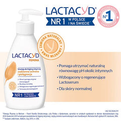 Lactacyd Femina Emulsion packaging front, easy-to-use bottle.