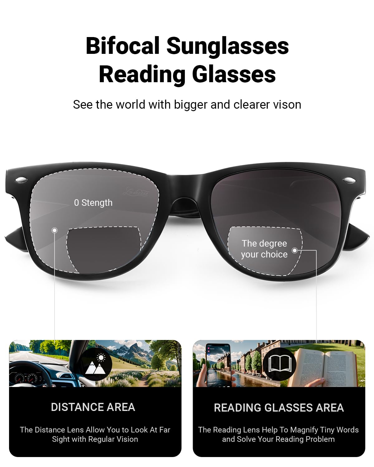 LADEESSE lightweight frames with soft nose pads for all-day comfort.