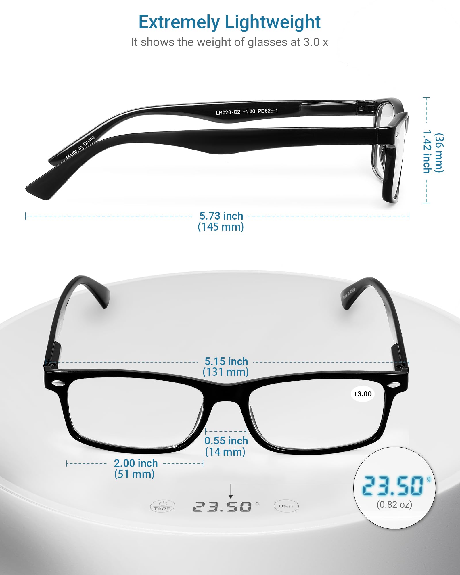 LADEESSE woman wearing glasses at desk for clear reading