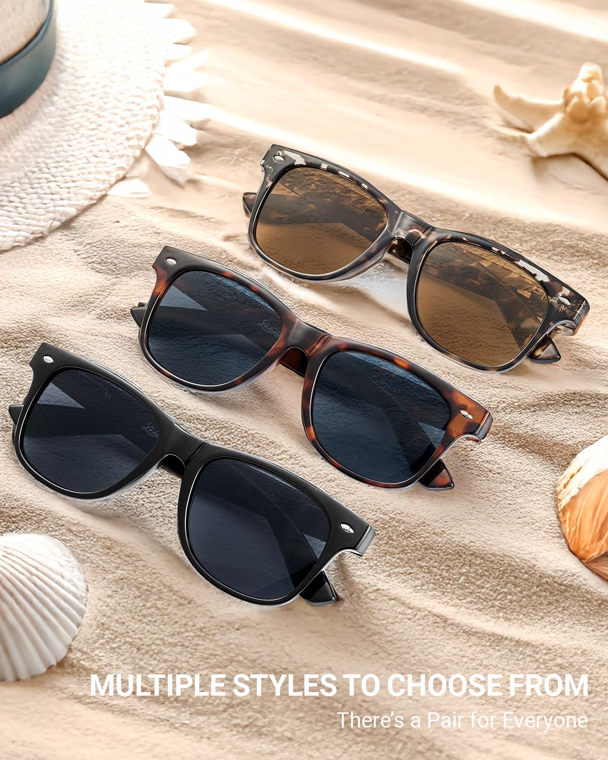 Gafas LADEESSE de lectura con sol negro, opciones de aumento disponibles.