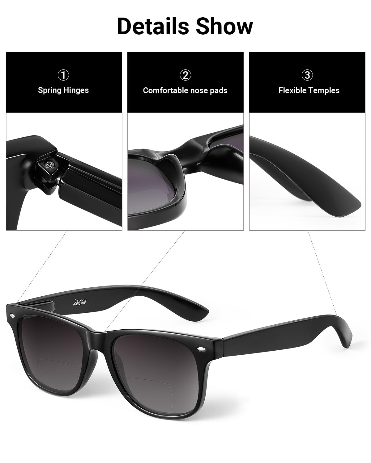 LADEESSE UV400 lenses protect from UVA/UVB glare in bright sun