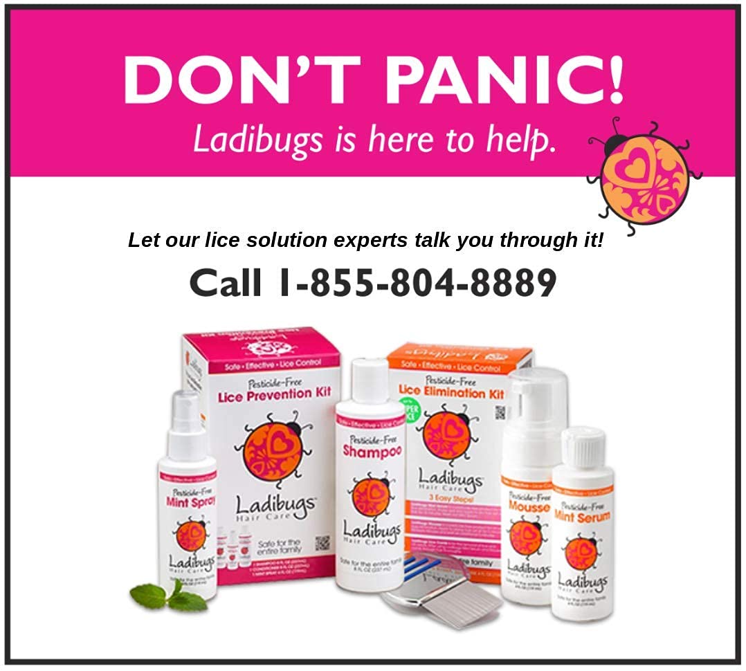 LADIBUGS One and Done family-friendly lice treatment setup for at-home use.