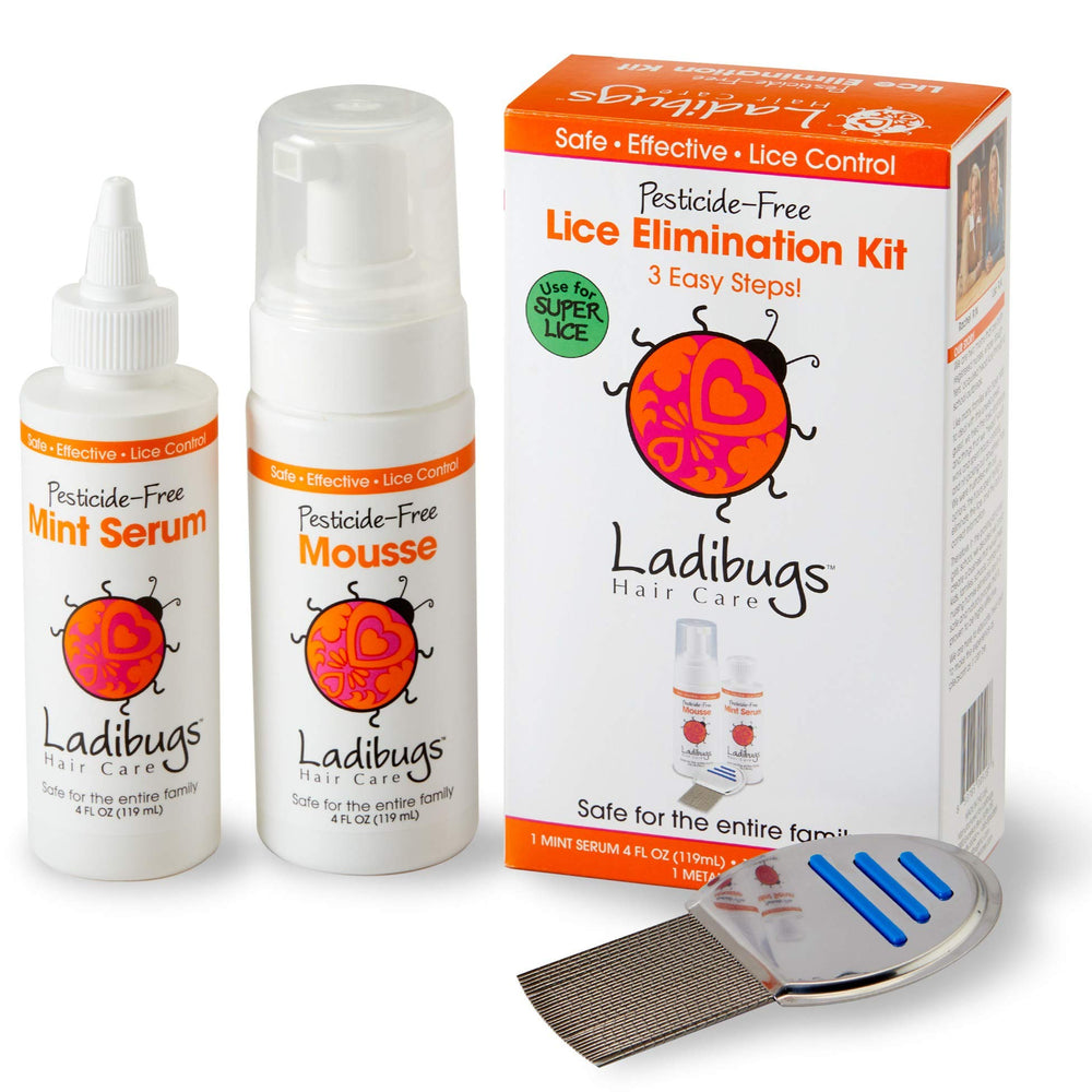 LADIBUGS One and Done kit overview showing a complete lice treatment setup for families.