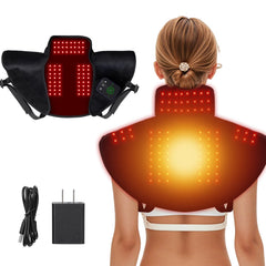 LAFCARE red light wrap around neck and shoulders for targeted relief and relaxation.