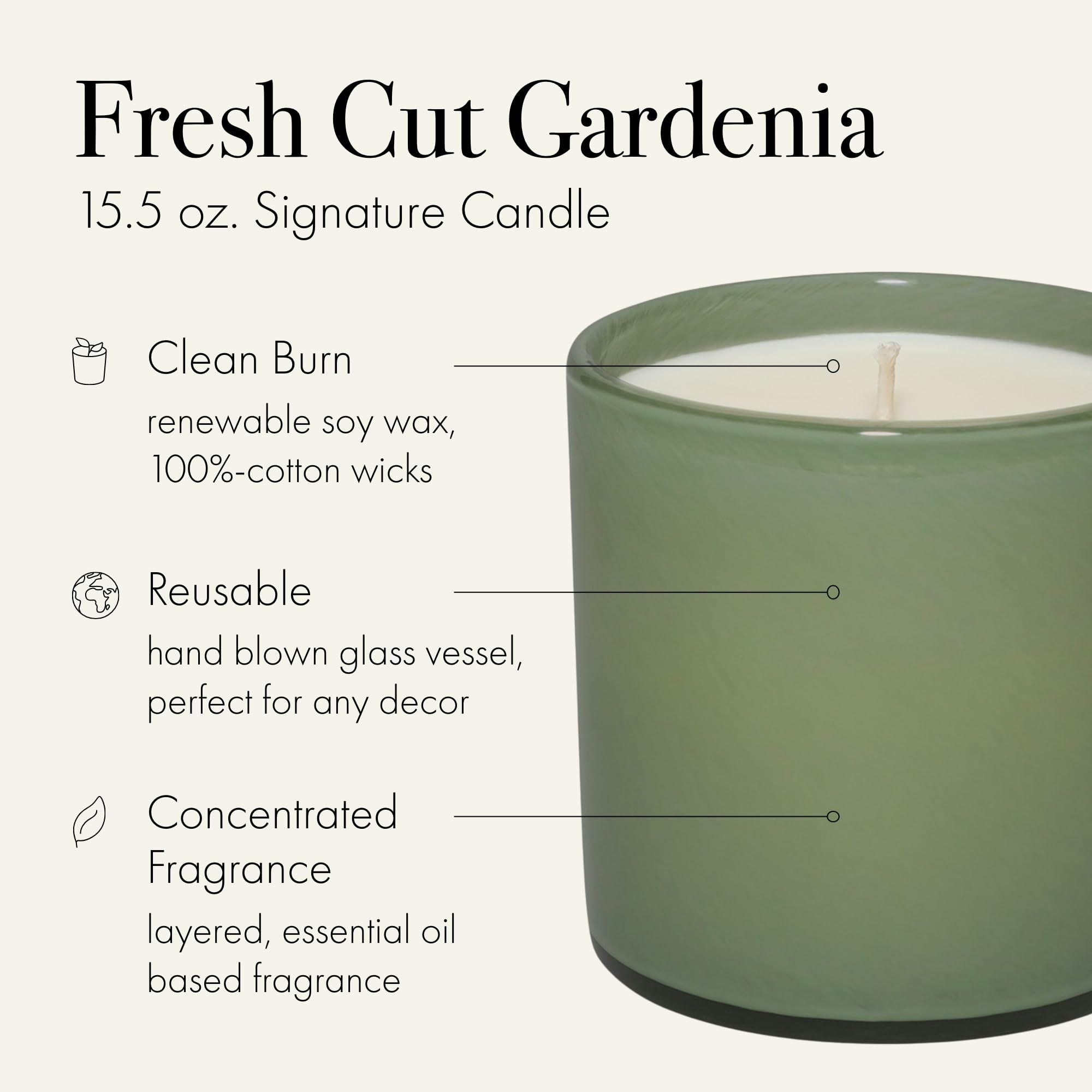 Close-up of soy wax in clear glass jar releasing a smooth aroma.