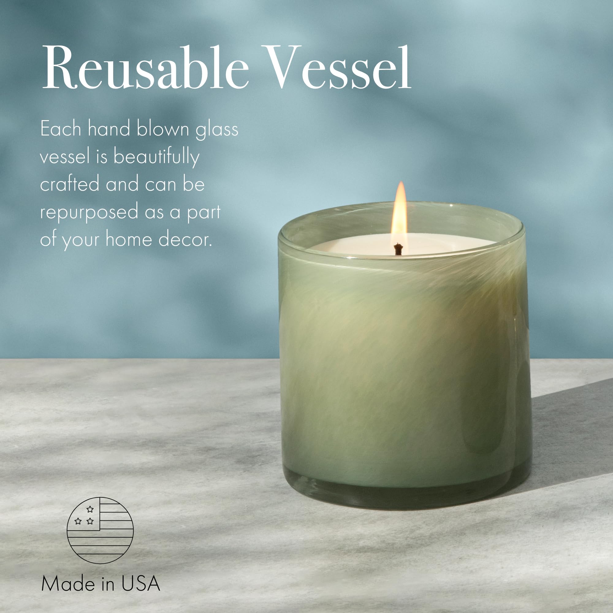 Reusable vessel after burn doubles as decor or storage.