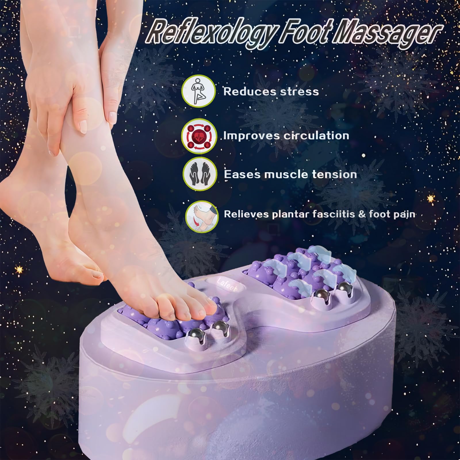 Lafeet textured roller focuses pressure points to boost blood flow and ease tension.